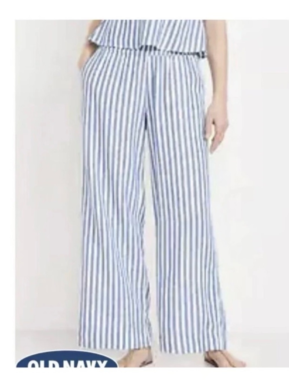 Old Navy Navy and White Vertical Stripe Wide-Leg Pants